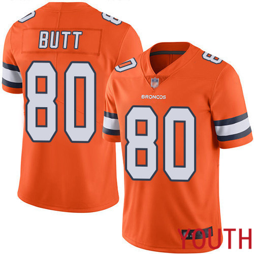 Youth Denver Broncos #80 Jake Butt Limited Orange Rush Vapor Untouchable Football NFL Jersey